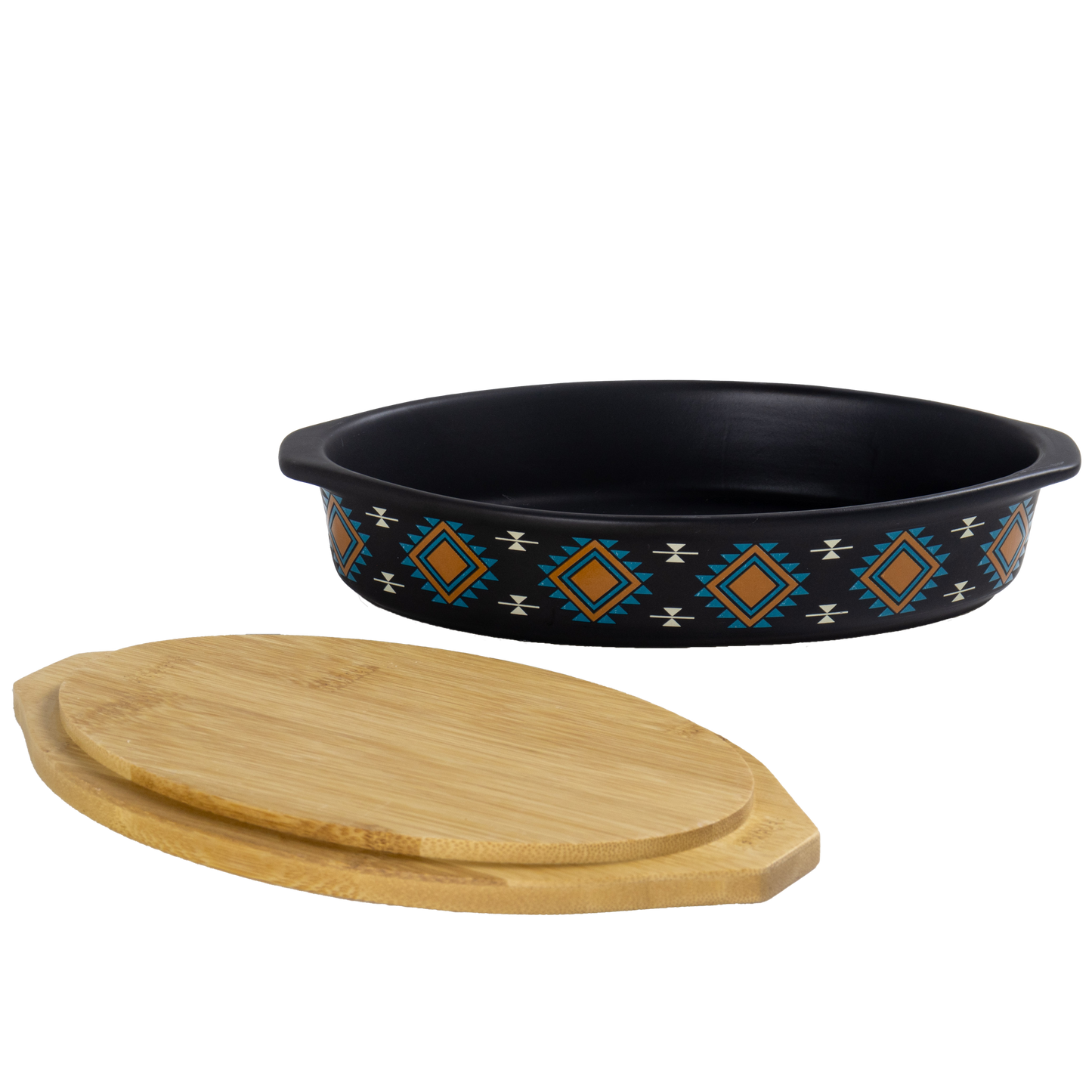 American Native™ Oval Ceramic Baker w/ Bamboo Lid