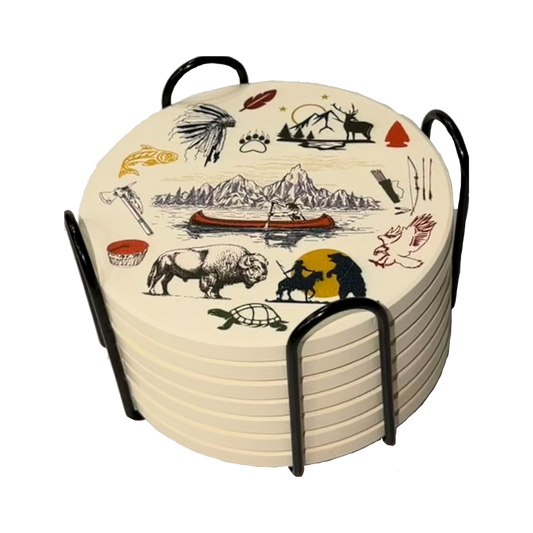 American Native™ Heritage Coaster Set of 6 w/ Holder