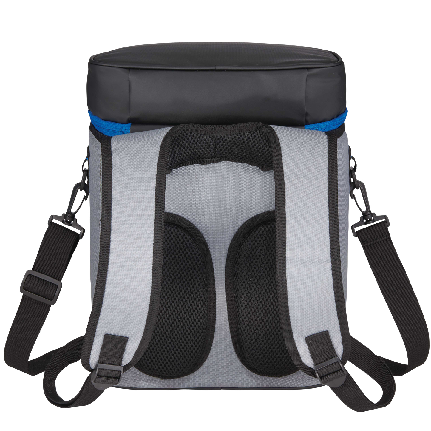 Backpack with black and gray design on a white background
