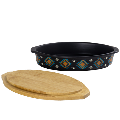 American Native™ Oval Ceramic Baker w/ Bamboo Lid