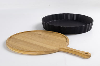 American Native™ Ceramic Baking Dish w/ Bamboo Server