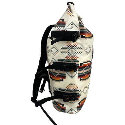 Backpack with geometric pattern on a white background