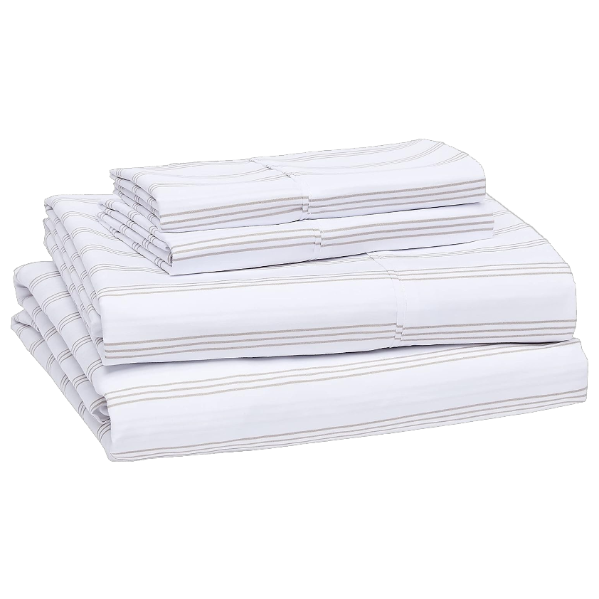 Stack of white folded towels on a white background