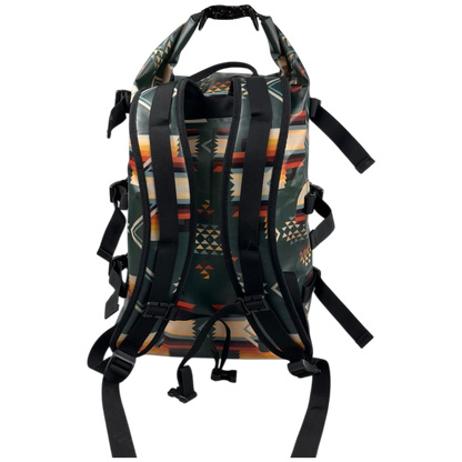 Backpack with geometric pattern on a white background