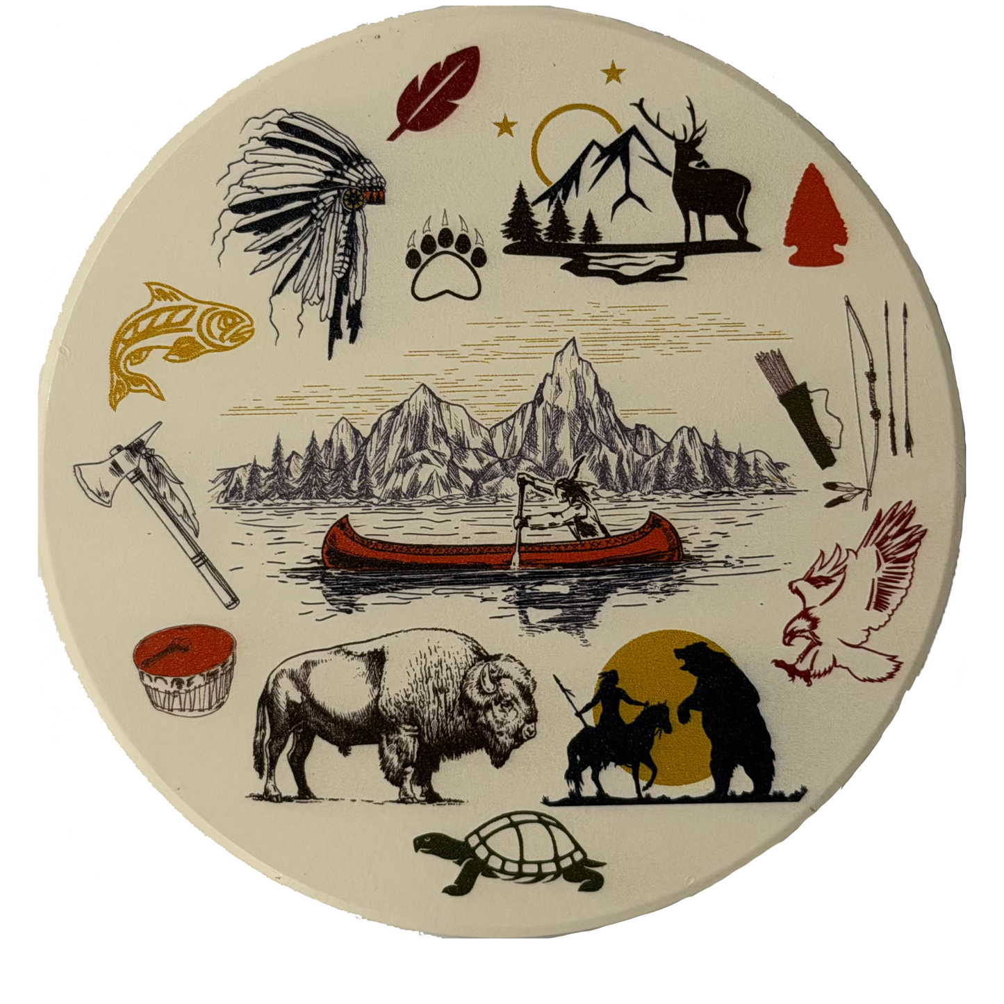 American Native™ Heritage Coaster Set of 6 w/ Holder