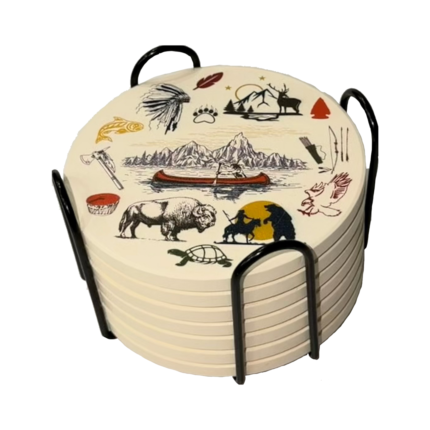 American Native™ Heritage Coaster Set of 6 w/ Holder