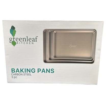 Packaging of Greenleaf Kitchen baking pans with two pans inside on a white background