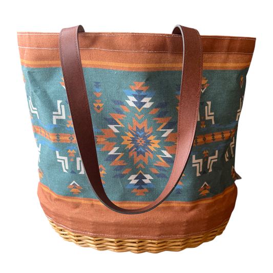 American Native™ Canvas  & Willow Basket Tote, Green